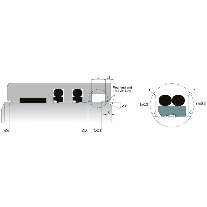 KL103 Tipos de sello de limpiaparabrisas de PTFE Baja fricción para cilindros neumáticos
