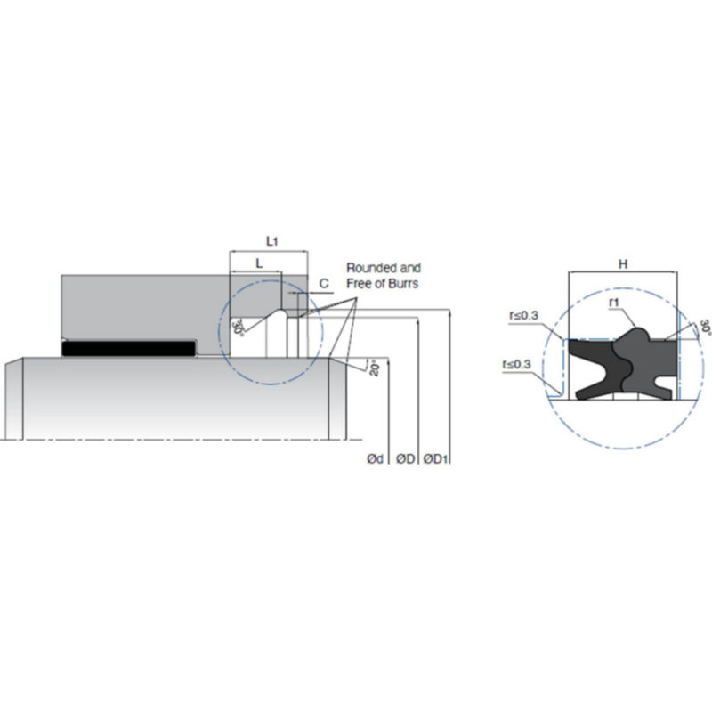 KL80 Sellos de barras de cilindro neumáticos de material NBR / TPE con rendimiento superior de limpieza