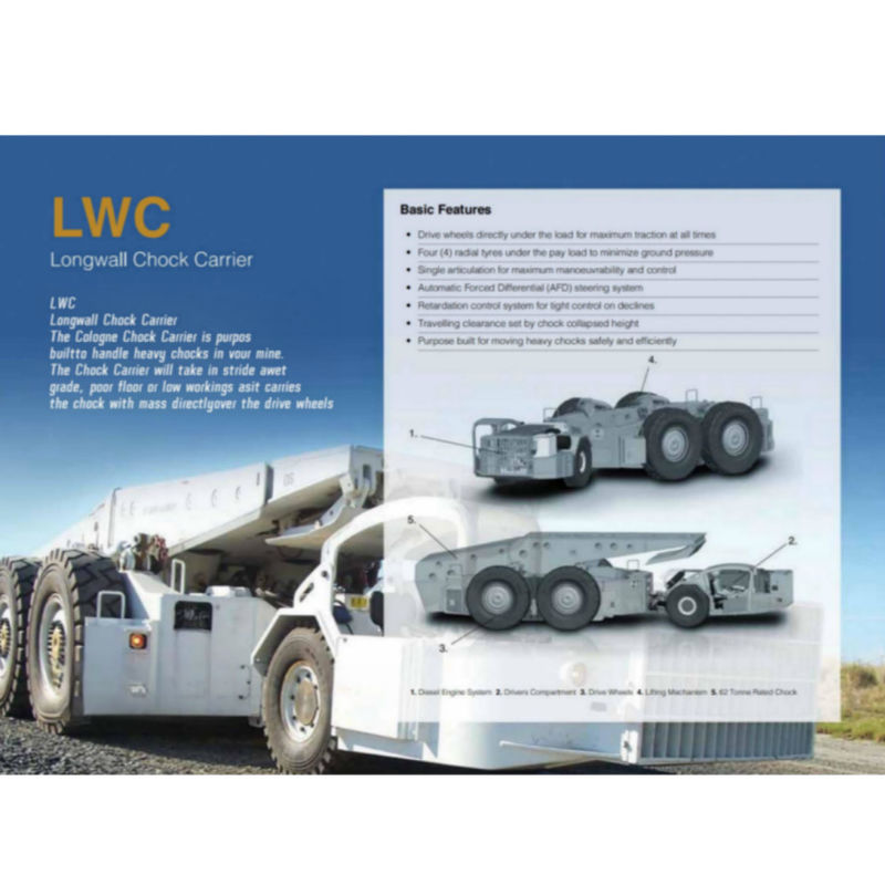 55/70T LWC Longwall Chock Carrier 10 Km/Hr 20 Km/Hr Para operaciones subterráneas en minas de carbón